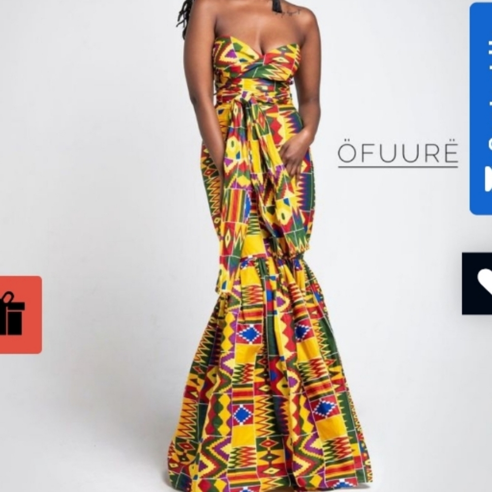 Multi Colored Yellow African Print Infinity Dress